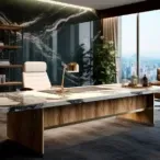 Custom Office Executive Desk - Solid Oak, U-Shaped Design, Adjustable Modularity-4