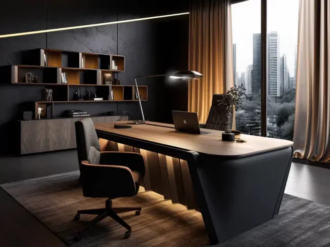 Custom Office Executive Desk - Solid Oak, U-Shaped Design, Adjustable Modularity-3