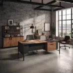Custom Office Executive Desk - Solid Oak, U-Shaped Design, Adjustable Modularity-2