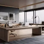 Custom Office Executive Desk - Solid Oak, U-Shaped Design, Adjustable Modularity-1
