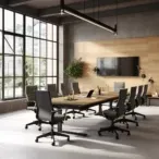 Modern Conference Tables for Contemporary Office - Matte Black, Rectangular, Cable Management Ports-1