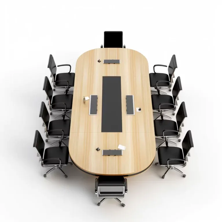 طاولات اجتماعات مكتبية مخصصة - ارتفاعات قابلة للتعديل، وتشطيبات قشرة خشبية، وبصمات فريدة