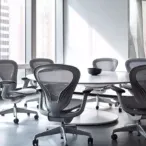 Sleek Contemporary Office Conference Chairs - aluminum Frame, Padded Seat, Modern Gray Finish-3
