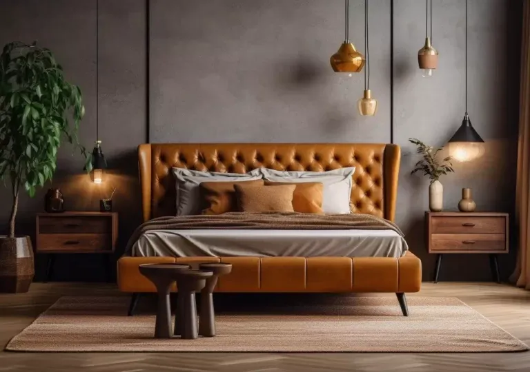 Vintage Leather Custom Bedroom Bed