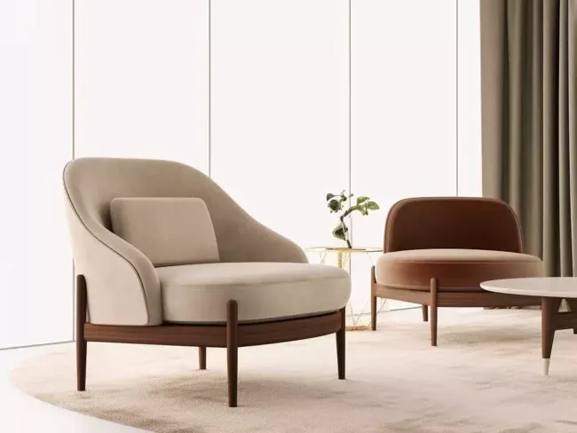 Custom-Tailored Velvet Living Room Armchair