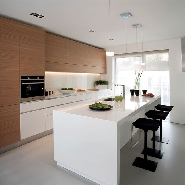 خزائن المطبخ الحديثة باللون الأبيض