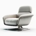 Full house furniture - modern light luxury leather armchair, low-key and calm, monochrome