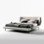 Full House Furniture - Modern Upholstered Bed, King Size, Sleek Platform Design, Charcoal Gray-6