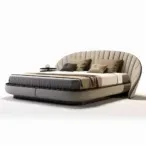 Full House Furniture - Modern Upholstered Bed, King Size, Sleek Platform Design, Charcoal Gray-4