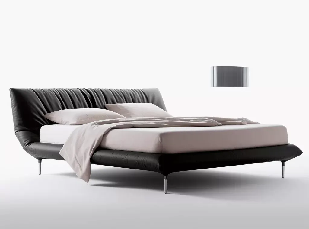 Modern Chic Luxury Villa Furniture Bed: Italian Design, Leather Finish
