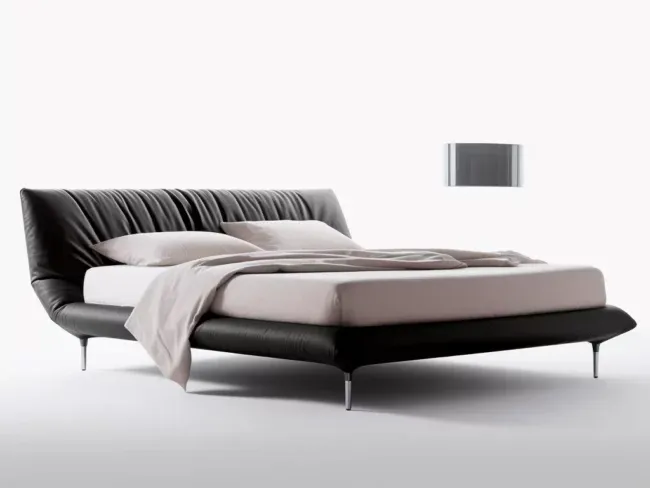 Modern Chic Luxury Villa Furniture Bed: Italian Design, Leather Finish