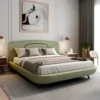 Full House Furniture - Modern Upholstered Bed, King Size, Sleek Platform Design, Charcoal Gray-2