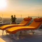 Elegant Teakwood Hotel Outdoor Lounging Chairs: Ergonomic Design with Detachable Cushions-8