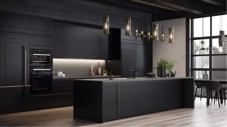 أناقة عصرية: خزانة مطبخ سوداء - خامة متينة، مساحات واسعة ومظهر معاصر