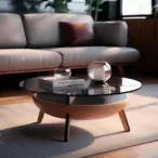 Full House Furniture - Industrial Coffee Table, Steel Frame, Wood Top, Storage Rack, Dark Espresso-1