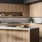 Premium Modern Wood Kitchen Cabinet - Natural Finish, Multi-Function Storage & Easy Integration