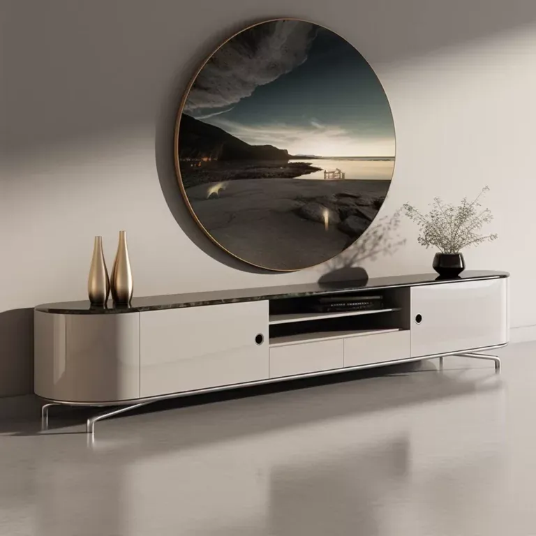Floating Modern Villa TV Stand: Wall-Mounted with LED Lights-4