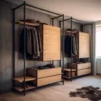 Full House Furniture - Modern black wardrobe with matte skin-like finish and spacious double hanging area, perfect for the modern home-6