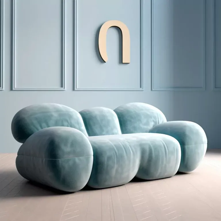 Luxury Living Room Loveseats - Rich Velvet Upholstery, Tufted Backrest, Elegant blue