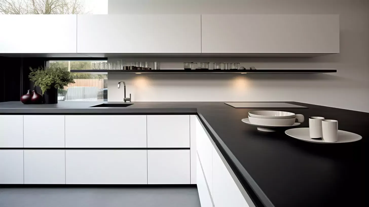 white-kitchen-cabinet-with-black-countertops
