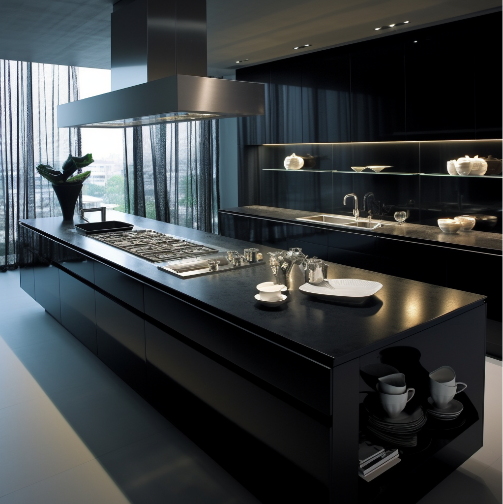 Black Kitchen Cabinets In A Luxury Apartment