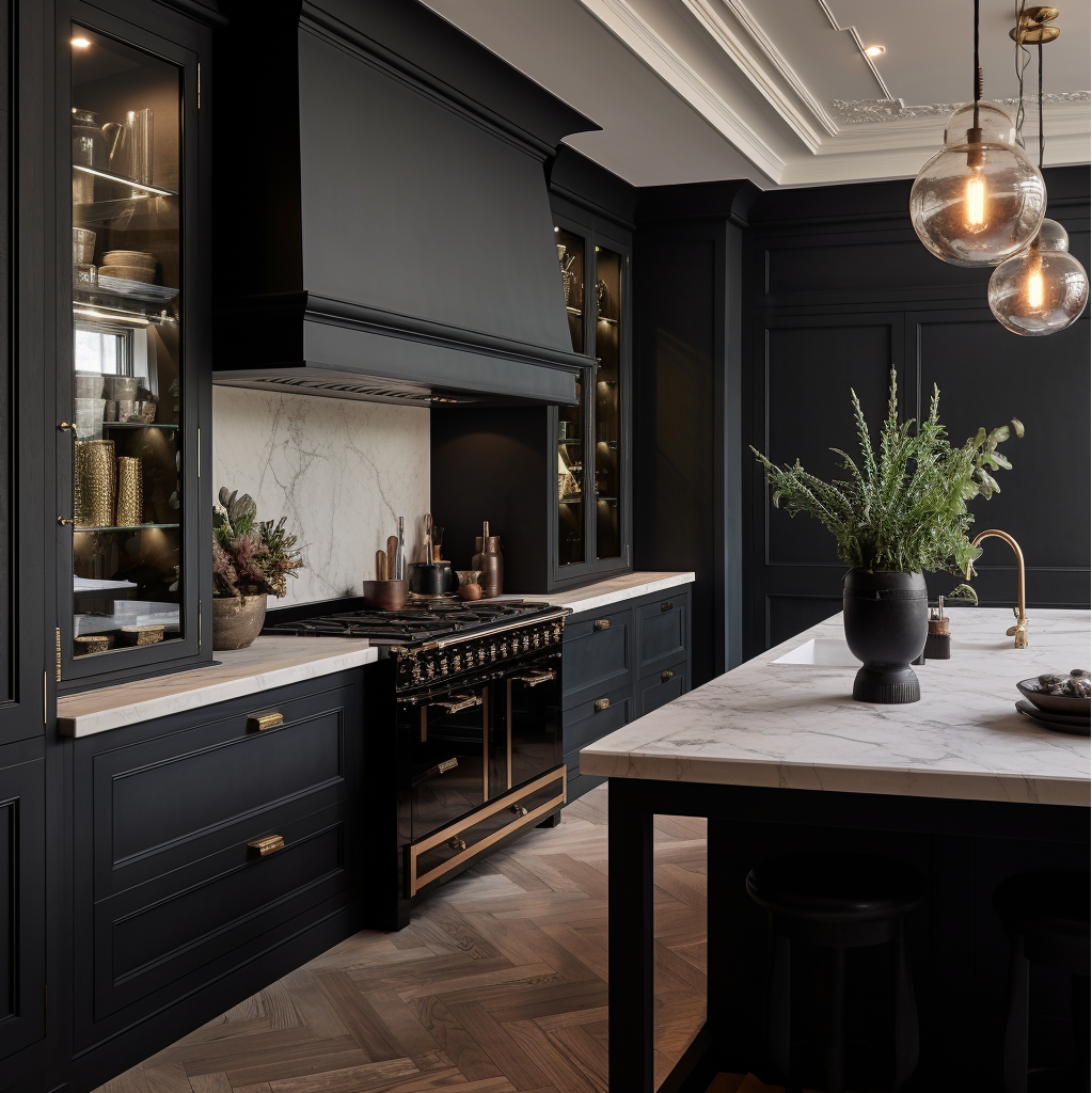 Black Kitchen Cabinets With Sophisticated Hardware