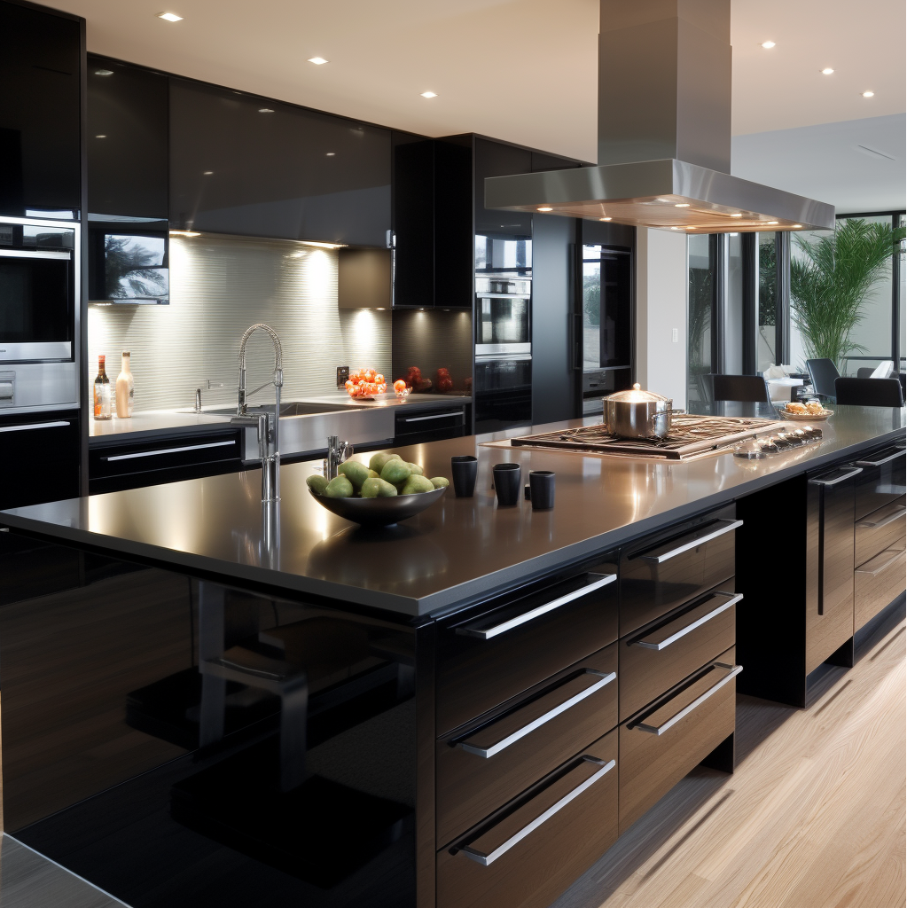 Black Lacquered Kitchen Cabinets