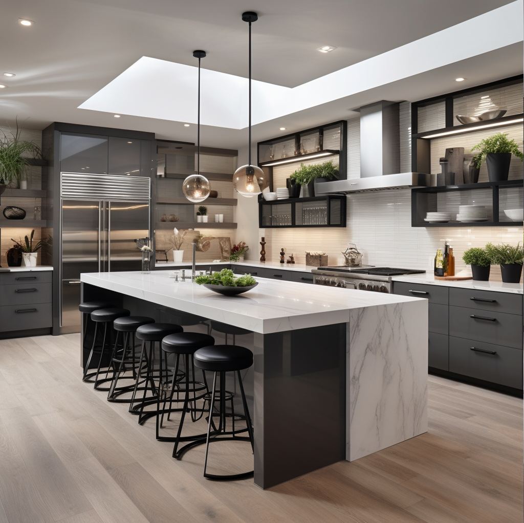 Add Some Refreshing Elements To The Modern Grey Kitchen