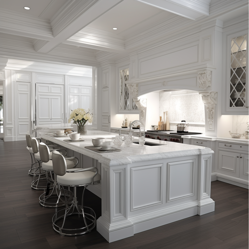 Elegant And Retro White Kitchen And Luxury Cabinets