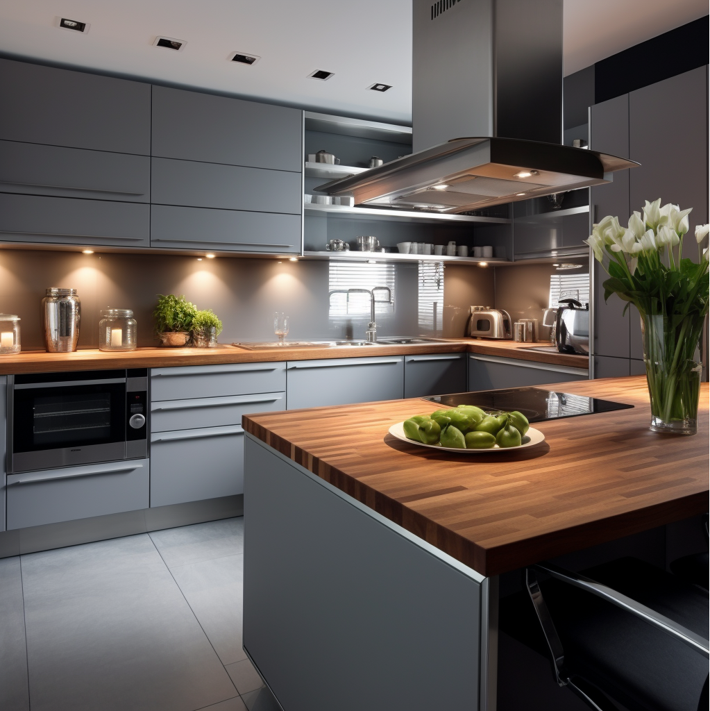 Modern Grey Kitchen Cabinets With Slender Pulls